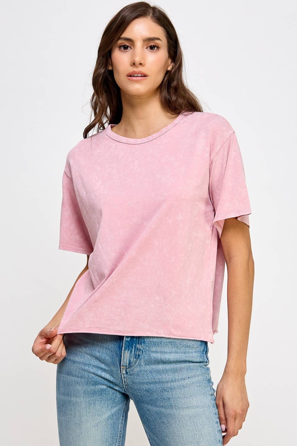Blank Mineral Washed Long Cropped T-Shirt