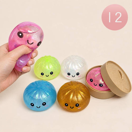 12PCS - Cute Glitter Dumpling Squishy Stress Relief Ball Toy