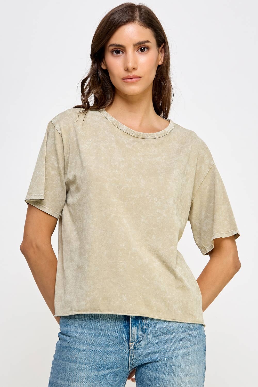 Blank Mineral Washed Long Cropped T-Shirt