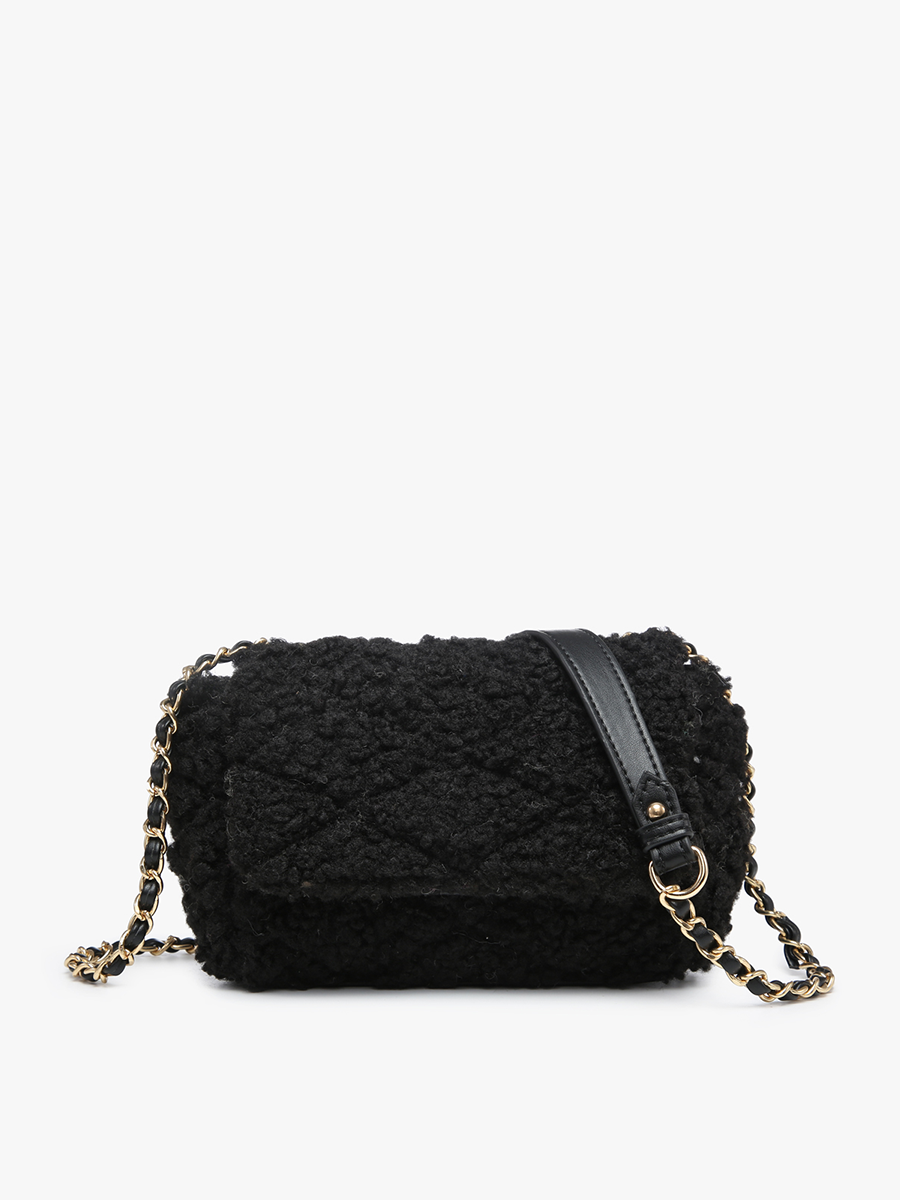 JN2409 Sofia Sherpa Crossbody w/ Chain Strap