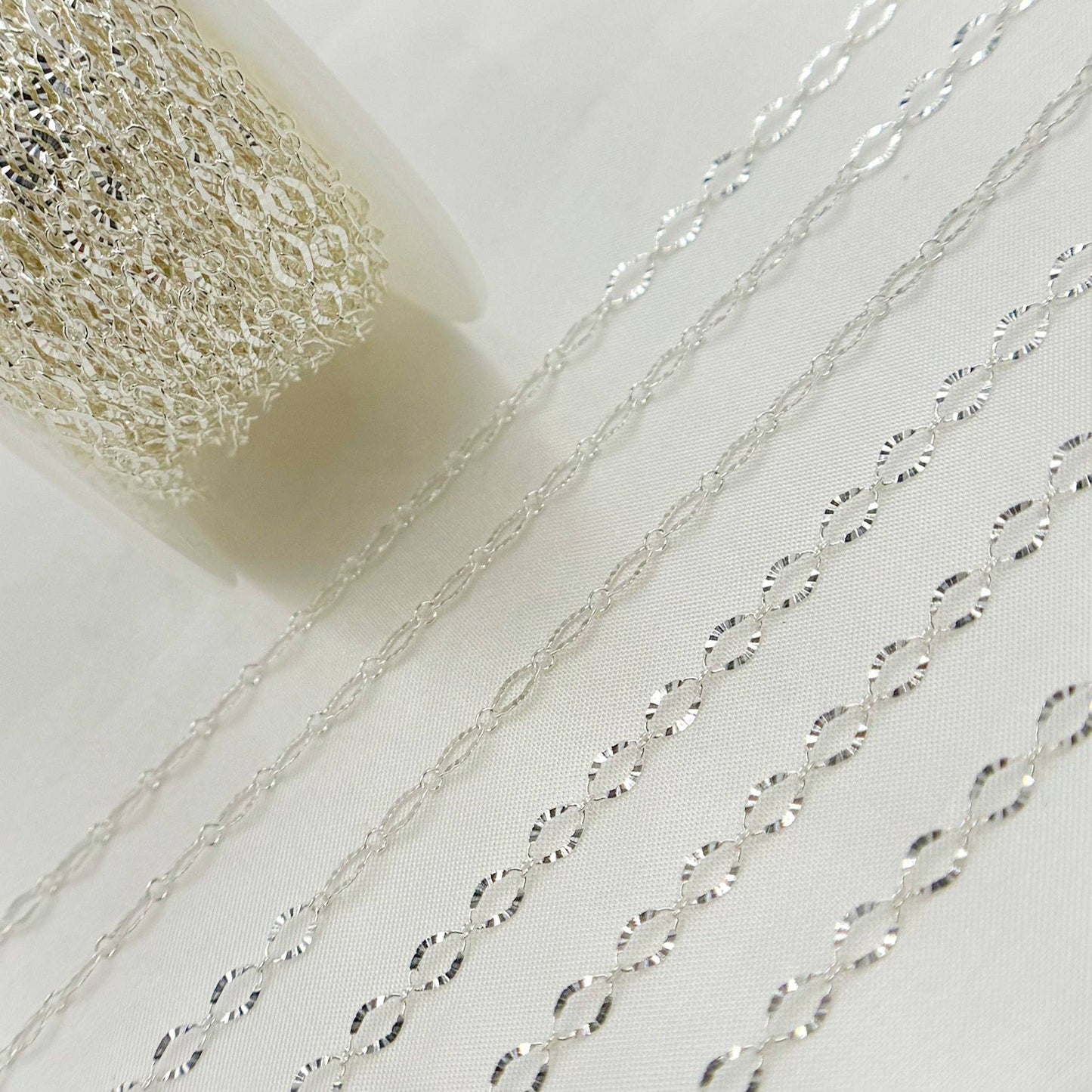1370SBSS. Sterling Silver Diamond Cut Oval Cable Link Chain