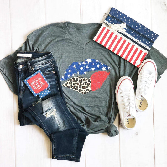 American Flag Leopard Lips