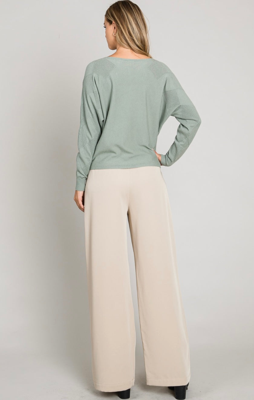 Soft Mixed Texture Sleeve Sweater