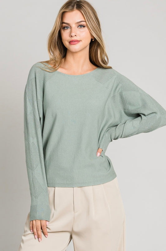 Soft Mixed Texture Sleeve Sweater