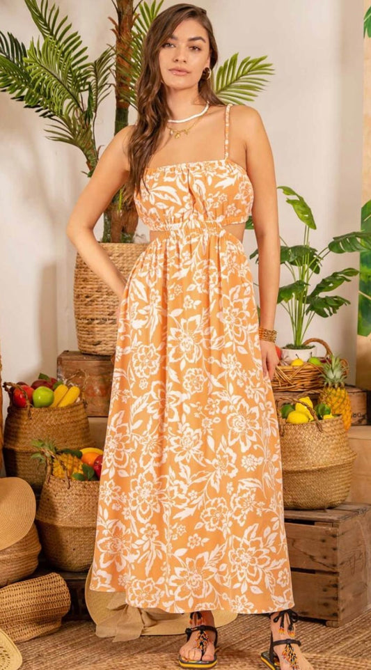 Floral Cut-Out Maxi Dress