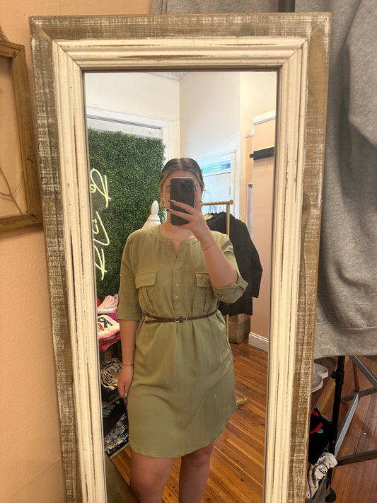 Olive Belted Dress