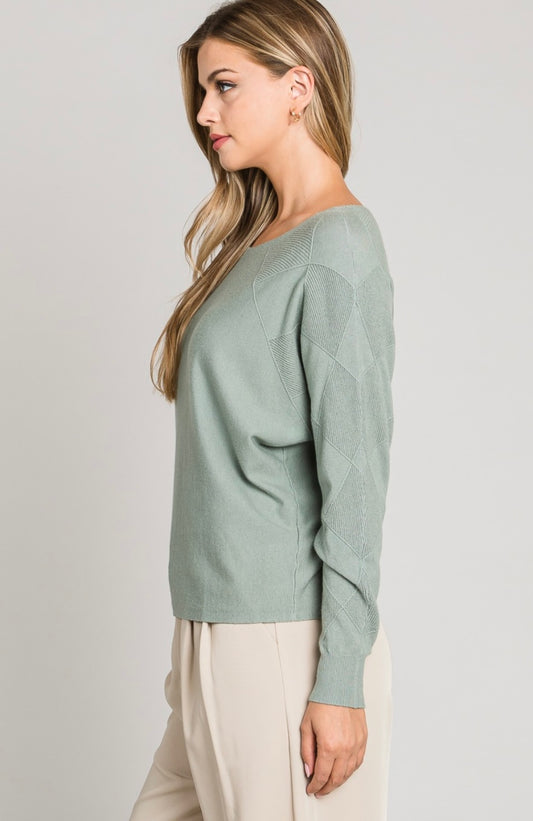 Soft Mixed Texture Sleeve Sweater