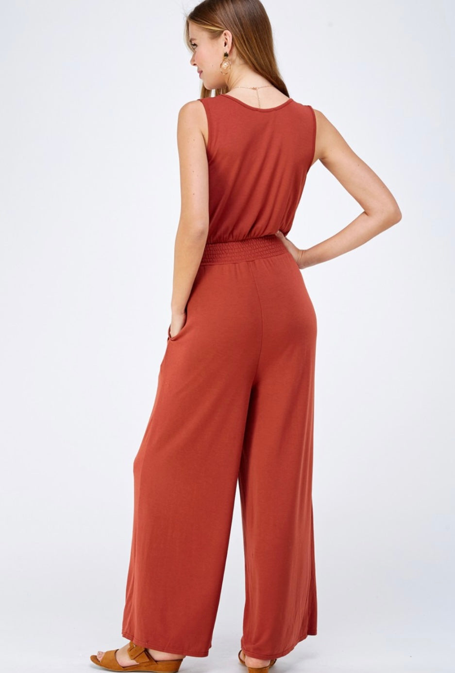 Knit Solid Sleeveless Jumpsuit