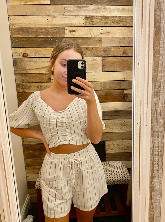 Soft Striped Women Drawstring Shorts