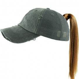 Ponytail Distressed Hats