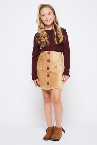 Button Corduroy Skirt