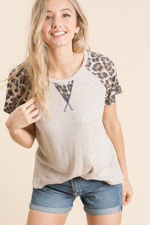 Short Sleeve Color Block Top