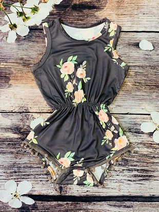 Gray & Floral Romper