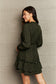Leopard Smock Waist Long Sleeve Dress