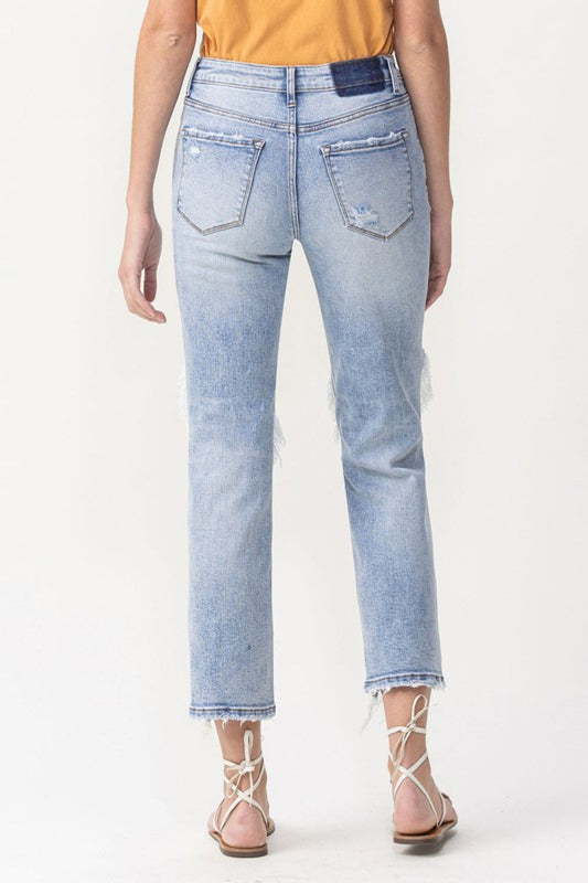 Lovervet Full Size Amari Destroyed High Rise Crop Straight Jeans