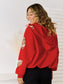 Sequin Football Patch Hal-Zip Hoodie