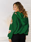 Sequin Football Patch Hal-Zip Hoodie