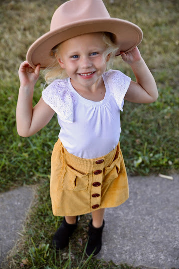 Button Corduroy Skirt