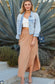 Smocking Waist Maxi Skirt with Side Pocket