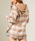 Plaid Hooded Frayed Hem Jacket