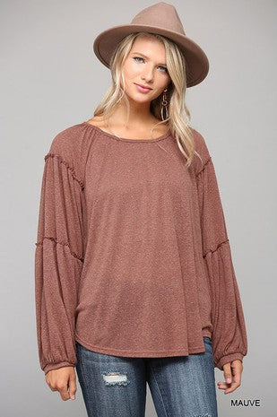 Mauve Knit Ruffle Top
