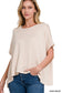 Ribbed Striped Oversized Short Sleeve Top