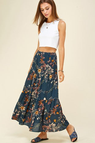 Fall Floral Maxi Skirt