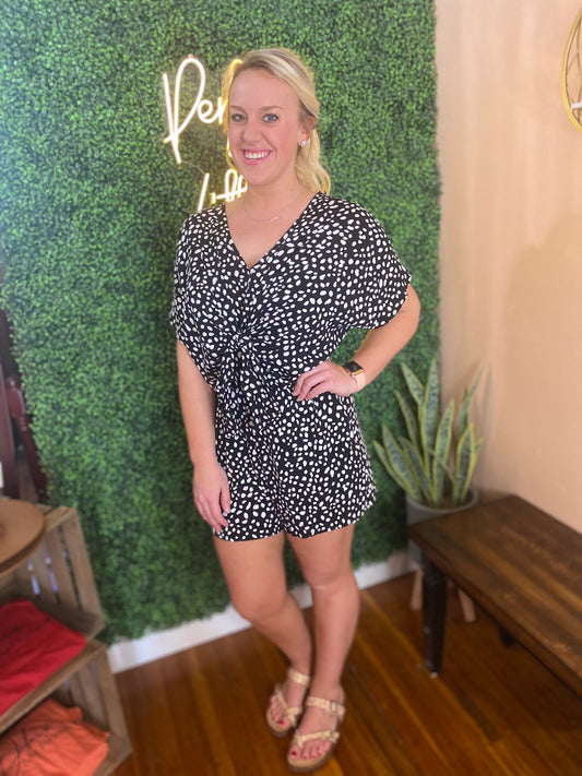 Spotted Black & White Romper