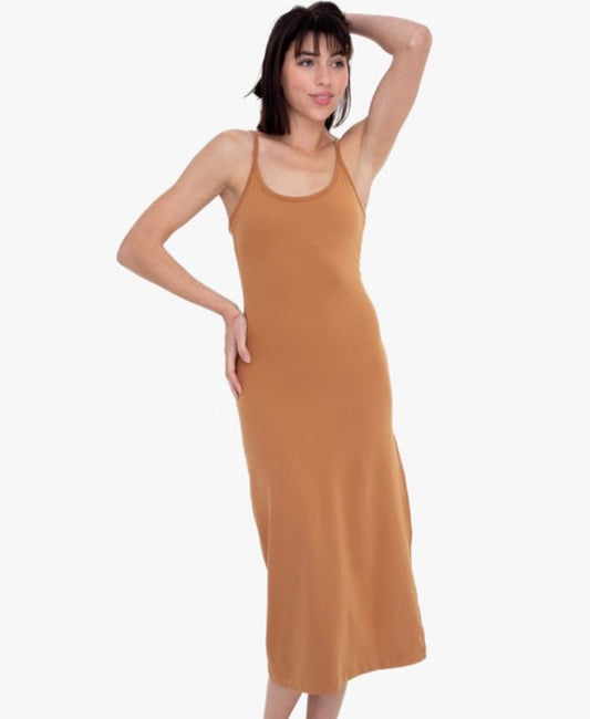 Caramel Body Con Midi Dress