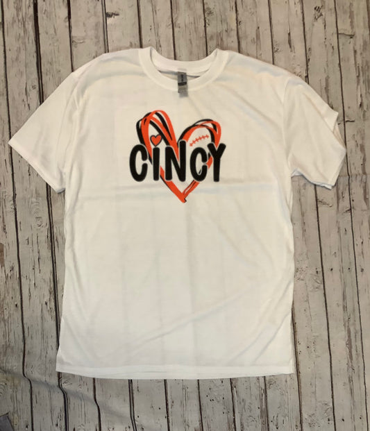 The Shine Creation- White Heart Cincy Tee