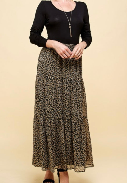 Maxi Dark Floral Skirt
