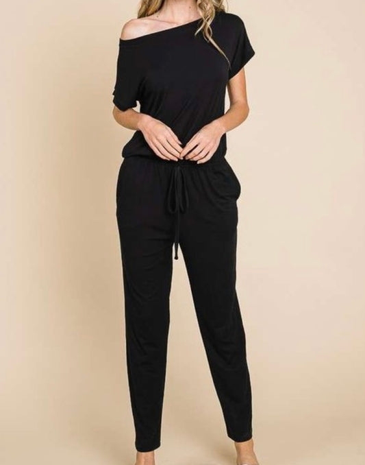 Boat Neck Solid Jumpsuit