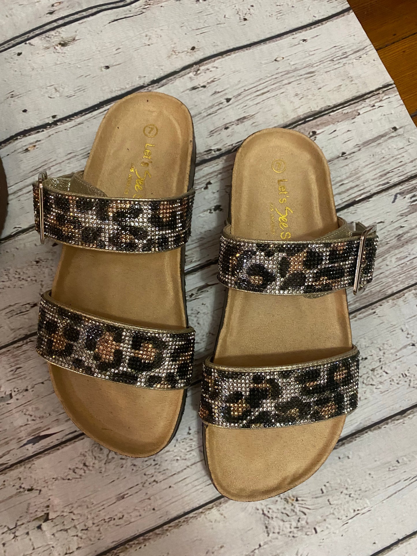 Leopard Rhinestone Sandals