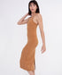 Caramel Body Con Midi Dress