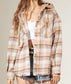 Plaid Hooded Frayed Hem Jacket