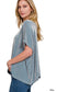 Ribbed Striped Oversized Short Sleeve Top