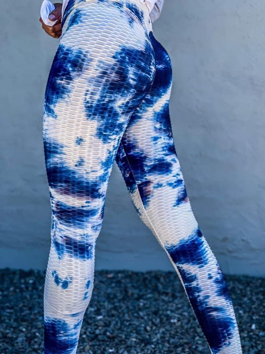Tiktok leggings - Blue tie dye
