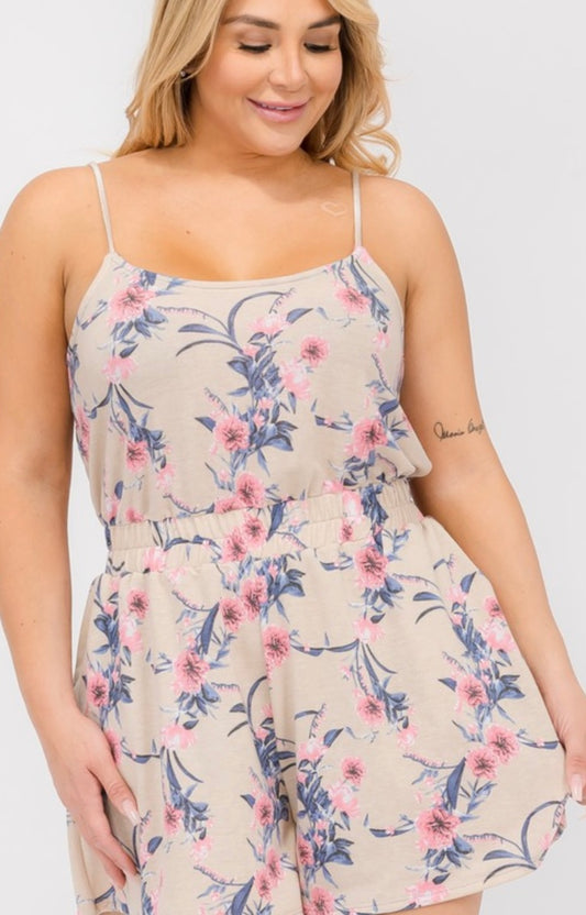 Floral Cinch Waist Romper