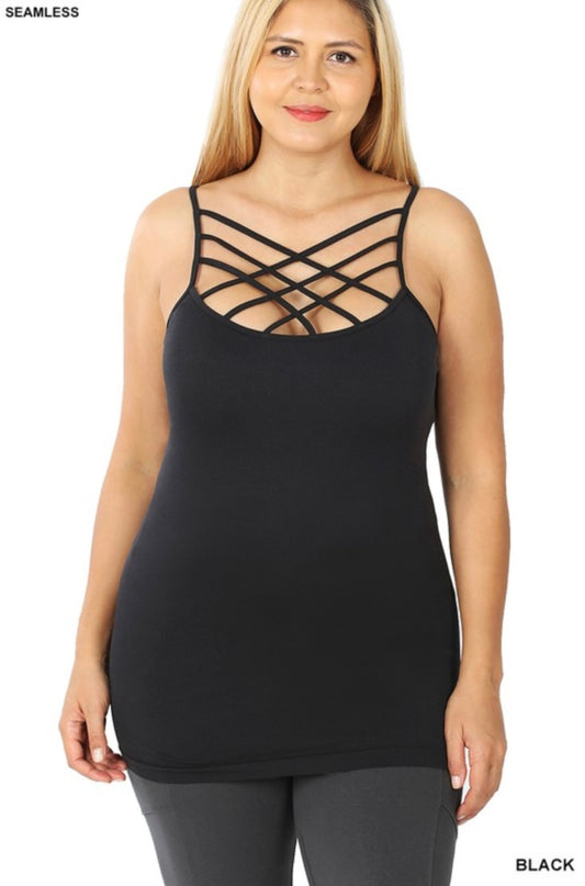 Plus Seamless Triple Criss-Cross Front Cami