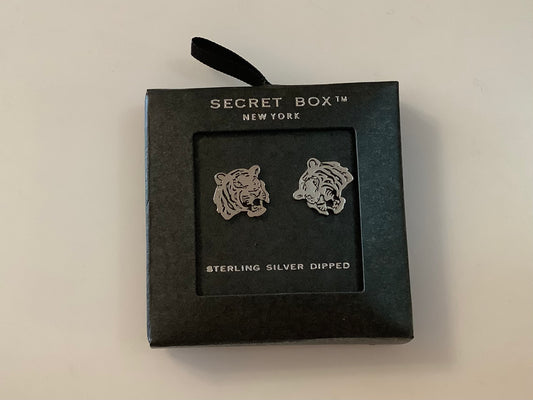 Silver Bengal Tiger Stud Earrings