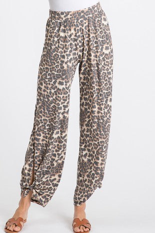 Cheetah Print Split Side Pants