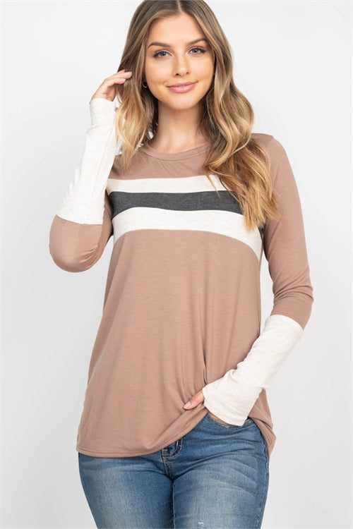 Thumbhole long sleeve rib top