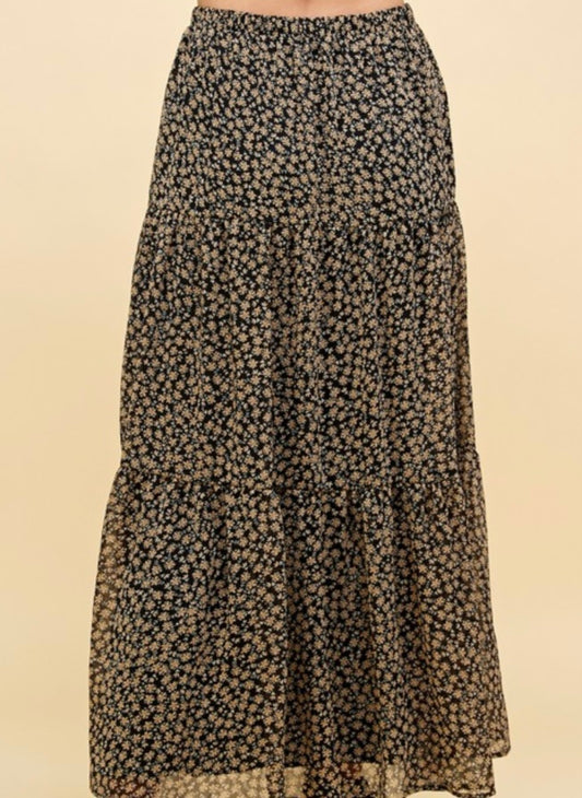 Maxi Dark Floral Skirt