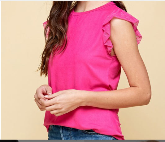 Fuchsia Ruffle Sleeve Top