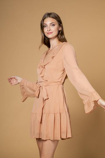 Tan Long Sleeve Dress